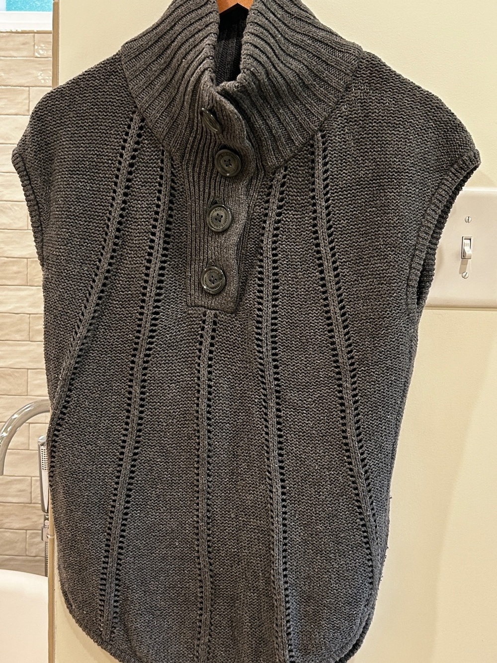 BCBG MaxAzria Gray Cowl Neck Sweater Vest - Picture 2 of 4